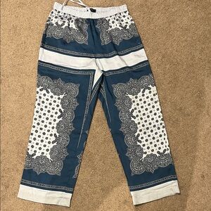 J Crew Blue and White Patterned Pants